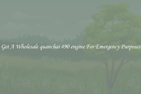 Get A Wholesale quanchai 490 engine For Emergency Purposes