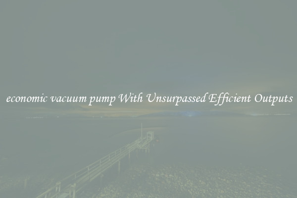economic vacuum pump With Unsurpassed Efficient Outputs