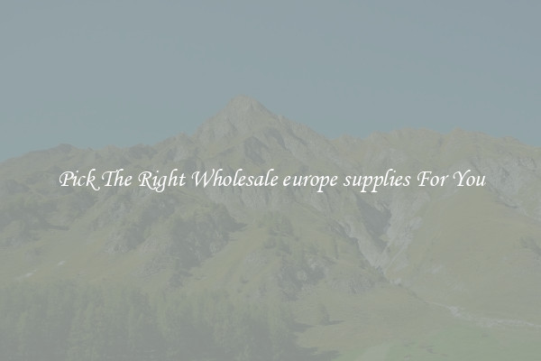 Pick The Right Wholesale europe supplies For You